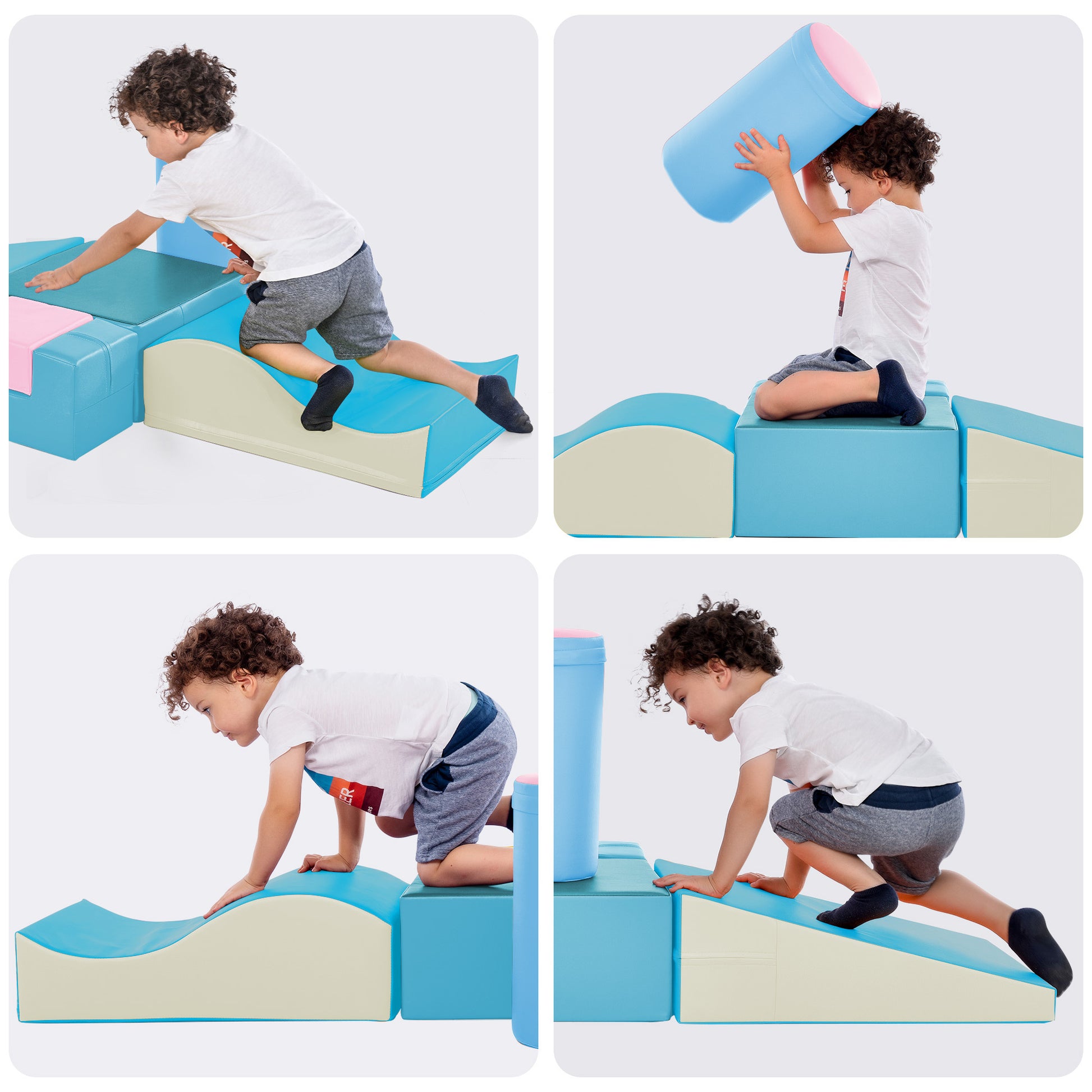 Colorful Soft Climb And Crawl Foam Playset 6 In 1, Soft Play Equipment Climb And Crawl Playground For Kids,Kids Crawling And Climbing Indoor Active Play Structure Colorful Foam