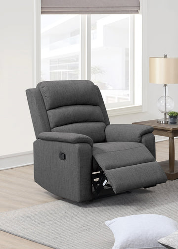 Modern Dark Gray Color Burlap Fabric Recliner Motion Recliner Chair 1Pc Couch Manual Motion Living Room Furniture Dark Gray Metal Primary Living Space Cushion Back Contemporary,Modern Pillow Top Arms Fabric 1 Seat