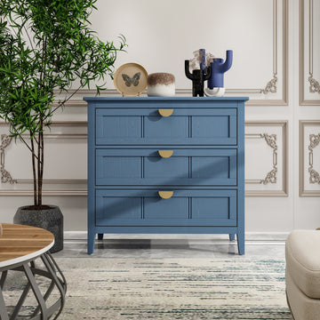 3 Drawer Cabinet, American Furniture,Suitable For Bedroom, Living Room, Study Blue Mdf