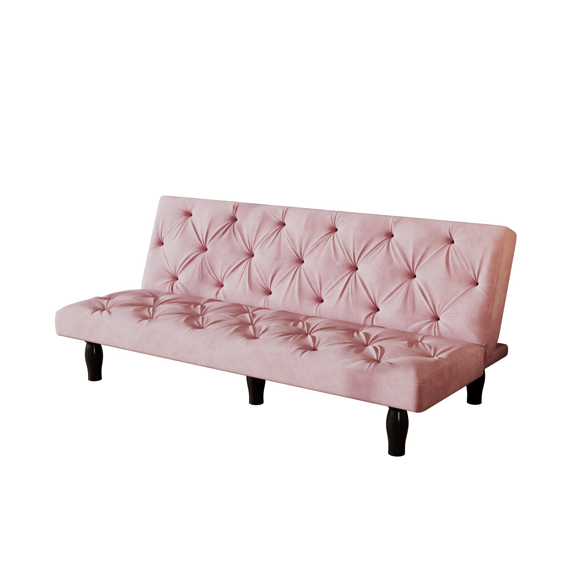 2534B Sofa Converts Into Sofa Bed 66" Pink Velvet Sofa Bed Suitable For Family Living Room, Apartment, Bedroom Baby Pink Velvet