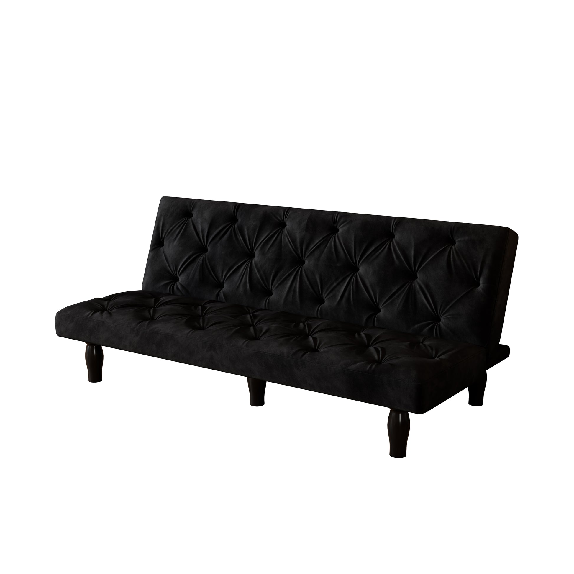 2534B Sofa Converts Into Sofa Bed 66" Black Velvet Sofa Bed Suitable For Family Living Room, Apartment, Bedroom Matt Black Velvet