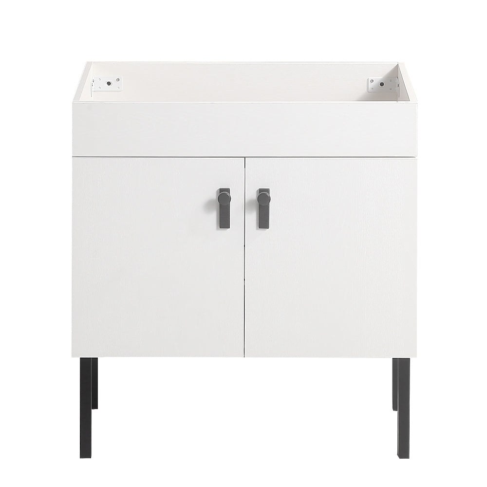 30" Bathroom Vanity With Metal Leg,With White Ceramic Basin,Two Soft Close Cabinet Doors, Solid Wood,Excluding Faucets,White White Solid Wood