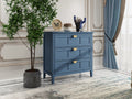 3 Drawer Cabinet, American Furniture,Suitable For Bedroom, Living Room, Study Blue Mdf