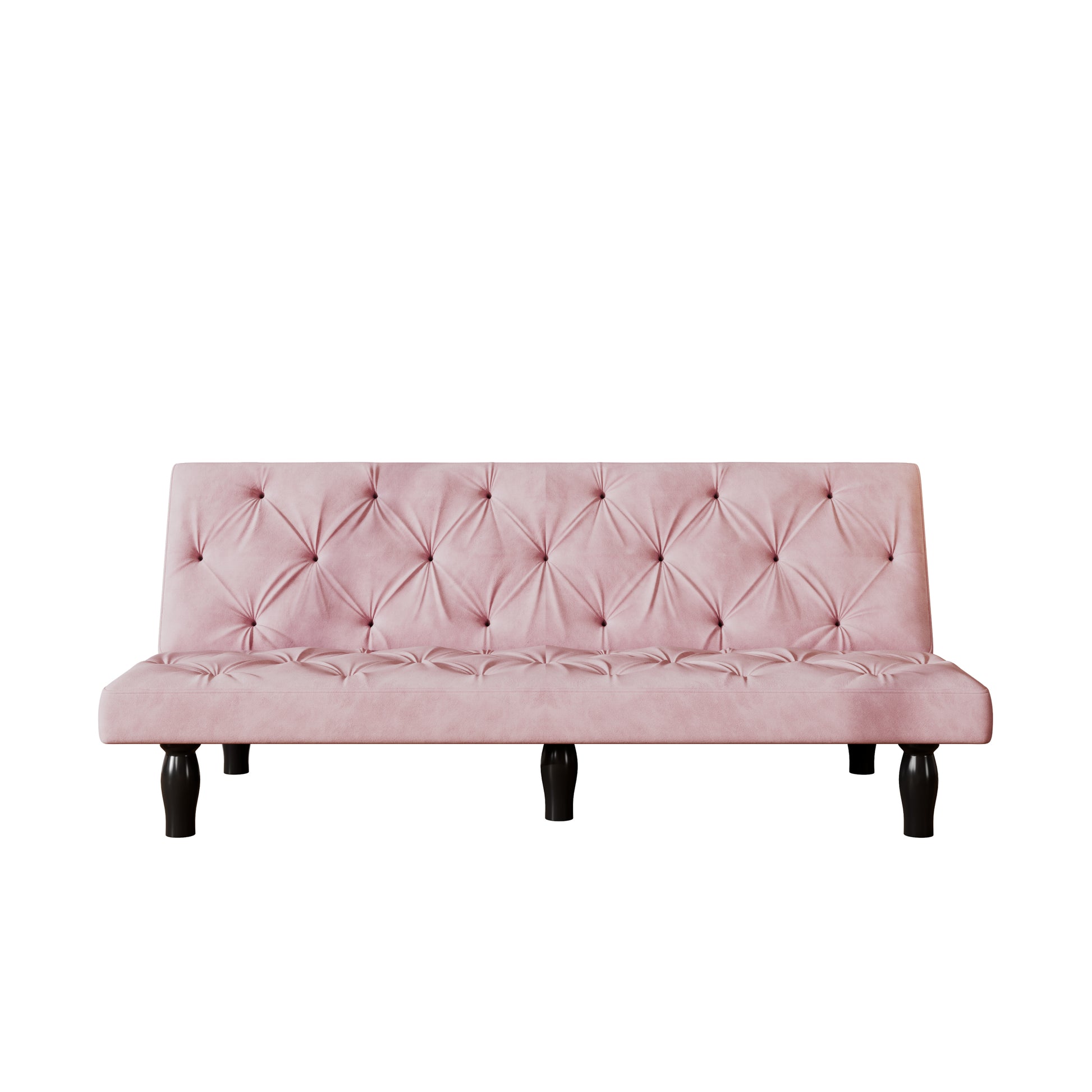 2534B Sofa Converts Into Sofa Bed 66" Pink Velvet Sofa Bed Suitable For Family Living Room, Apartment, Bedroom Baby Pink Velvet