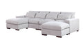 Tatman Linen Blend Sectional With 2 Ottomans Light Gray Foam Linen