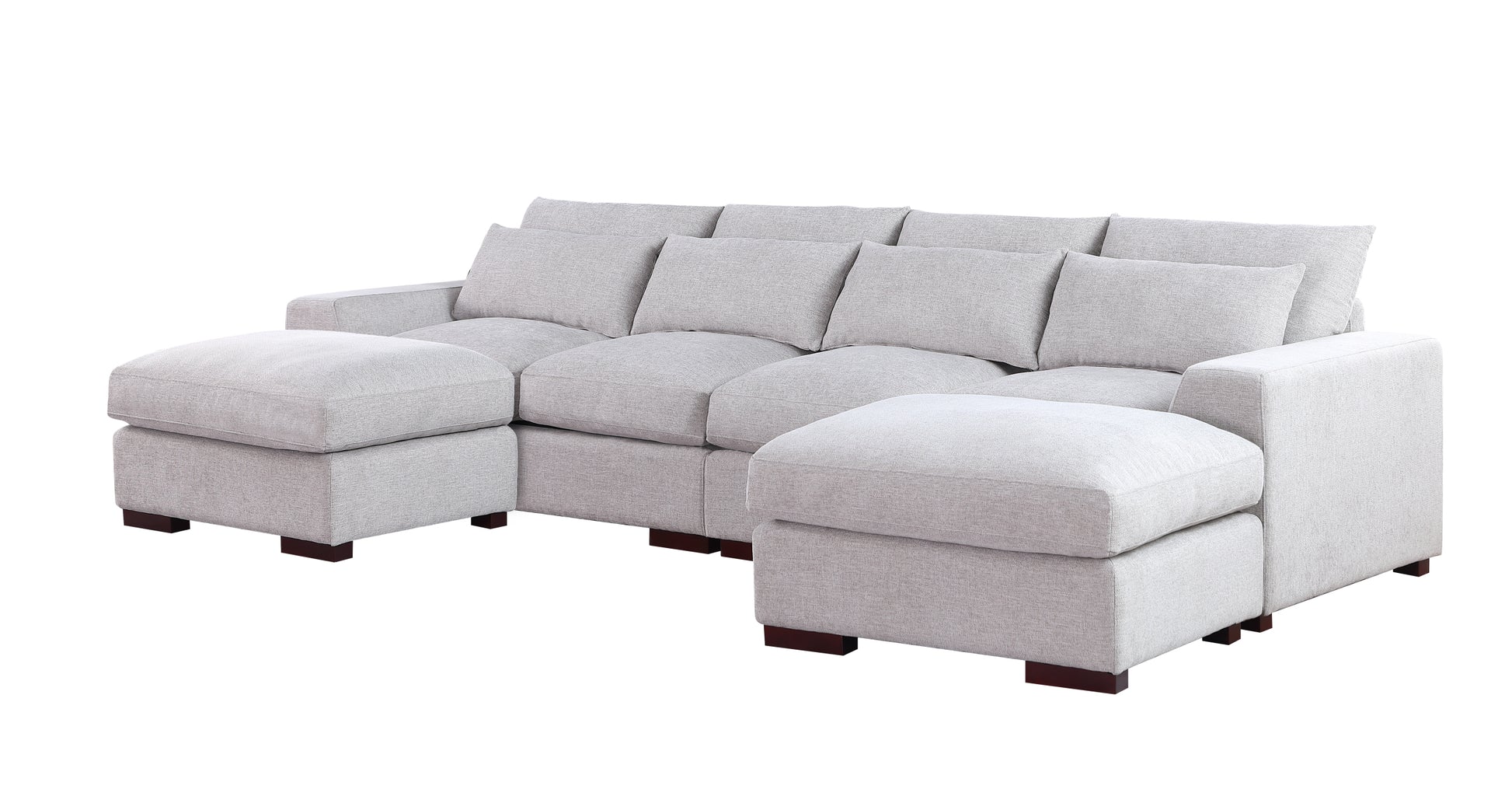 Tatman Linen Blend Sectional With 2 Ottomans Light Gray Foam Linen