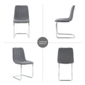 Modern Simple Light Luxury Dining Dark Grey Chair Home Bedroom Stool Back Student Desk Chair Metal Leg Silver Bow Chairs Set Of 4 Dark Gray Foam Metal