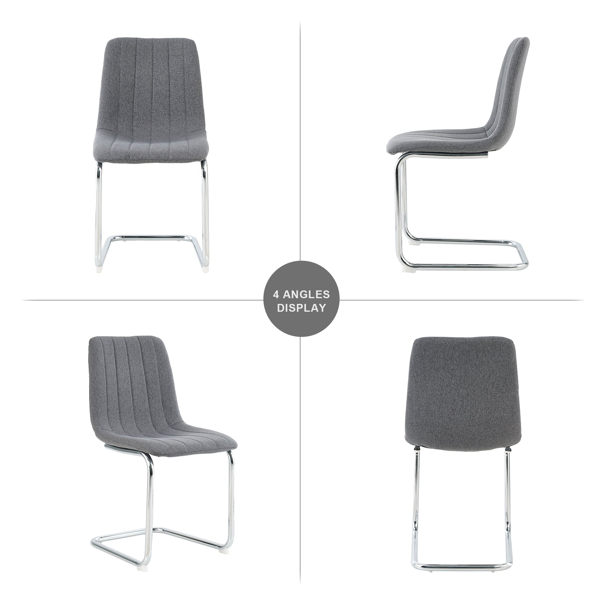 Modern Simple Light Luxury Dining Dark Grey Chair Home Bedroom Stool Back Student Desk Chair Metal Leg Silver Bow Chairs Set Of 4 Dark Gray Foam Metal