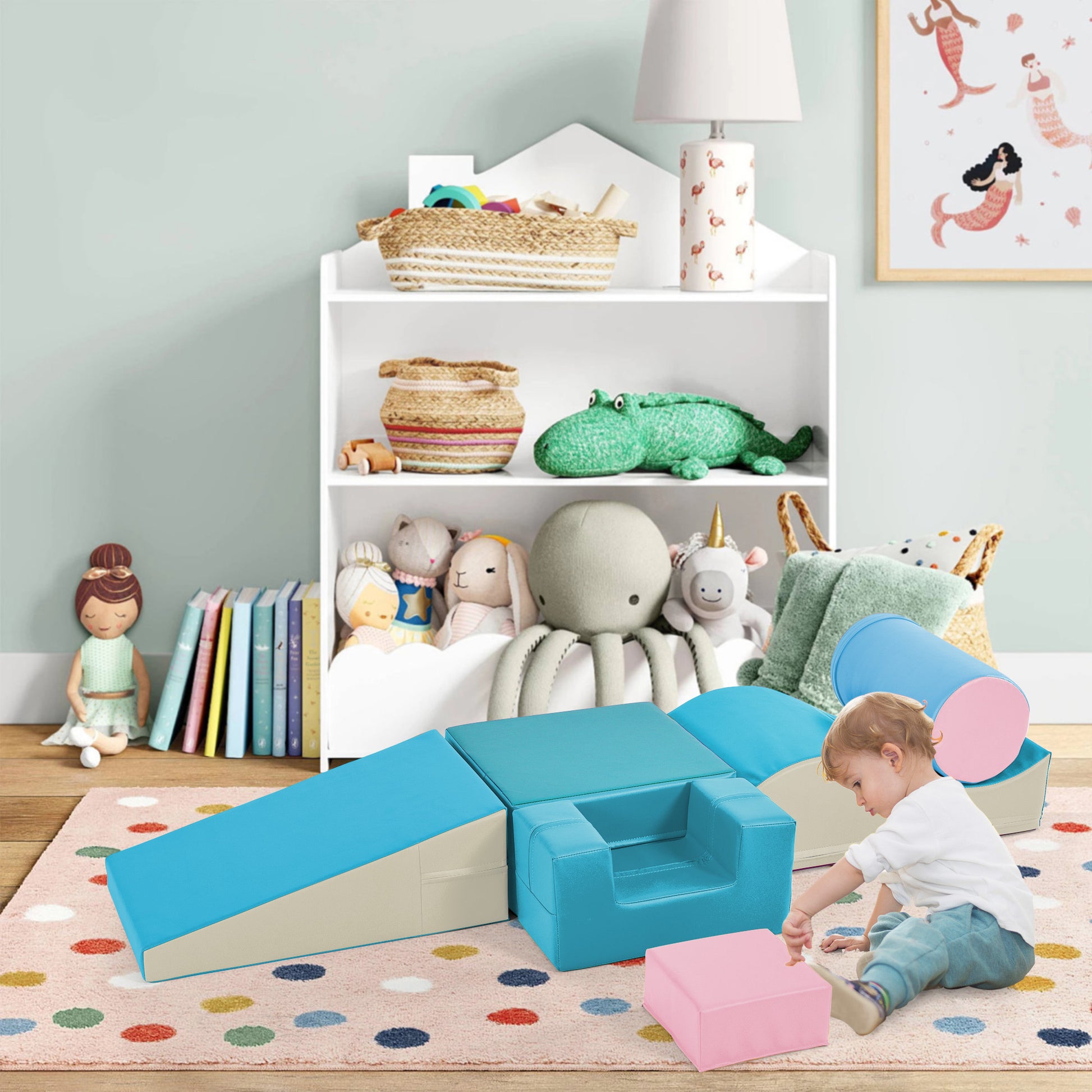 Colorful Soft Climb And Crawl Foam Playset 6 In 1, Soft Play Equipment Climb And Crawl Playground For Kids,Kids Crawling And Climbing Indoor Active Play Structure Colorful Foam