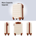 Hardshell Luggage Sets 20Inches Bag Spinner Suitcase With Tsa Lock Lightweight Brown White Abs