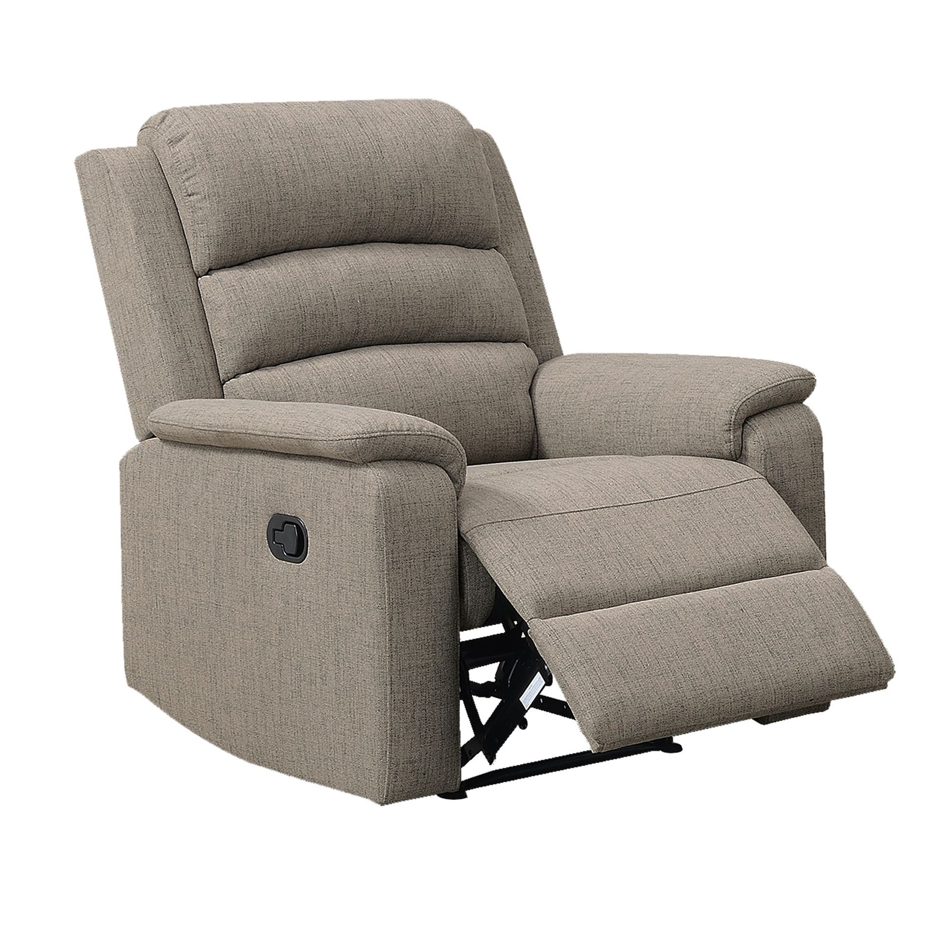 Modern Light Brown Color Burlap Fabric Recliner Motion Recliner Chair 1Pc Couch Manual Motion Living Room Furniture Light Brown Metal Primary Living Space Cushion Back Contemporary,Modern Pillow Top Arms Fabric