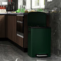 13 Gallon 50L Kitchen Foot Pedal Operated Soft Close Trash Can Stainless Steel Rectangular Bustbin With 30 Garbage Bags Green Green Steel