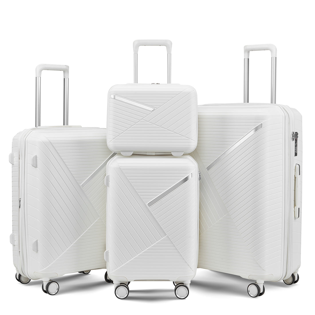 Luggage Sets 4 Piece 14 20 24 28 , Expandable Lightweight Suitcase With 4 Double 360 Degrees Mute Spinner Wheels Pp Materials Durable Tsa Lock Travel Luggage White Polypropylene