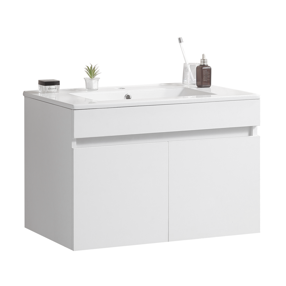 24 Inch Wall Mounted Bathroom Vanity With White Ceramic Basin,Two Soft Close Cabinet Doors, Solid Wood,Excluding Faucets,White White Solid Wood