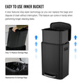 13 Gallon 50L Kitchen Foot Pedal Operated Soft Close Trash Can Stainless Steel Rectangular Bustbin With 30 Garbage Bags Black Black Steel