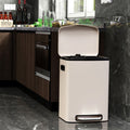 13 Gallon 50L Kitchen Foot Pedal Operated Soft Close Trash Can Stainless Steel Rectangular Bustbin With 30 Garbage Bags White White Steel