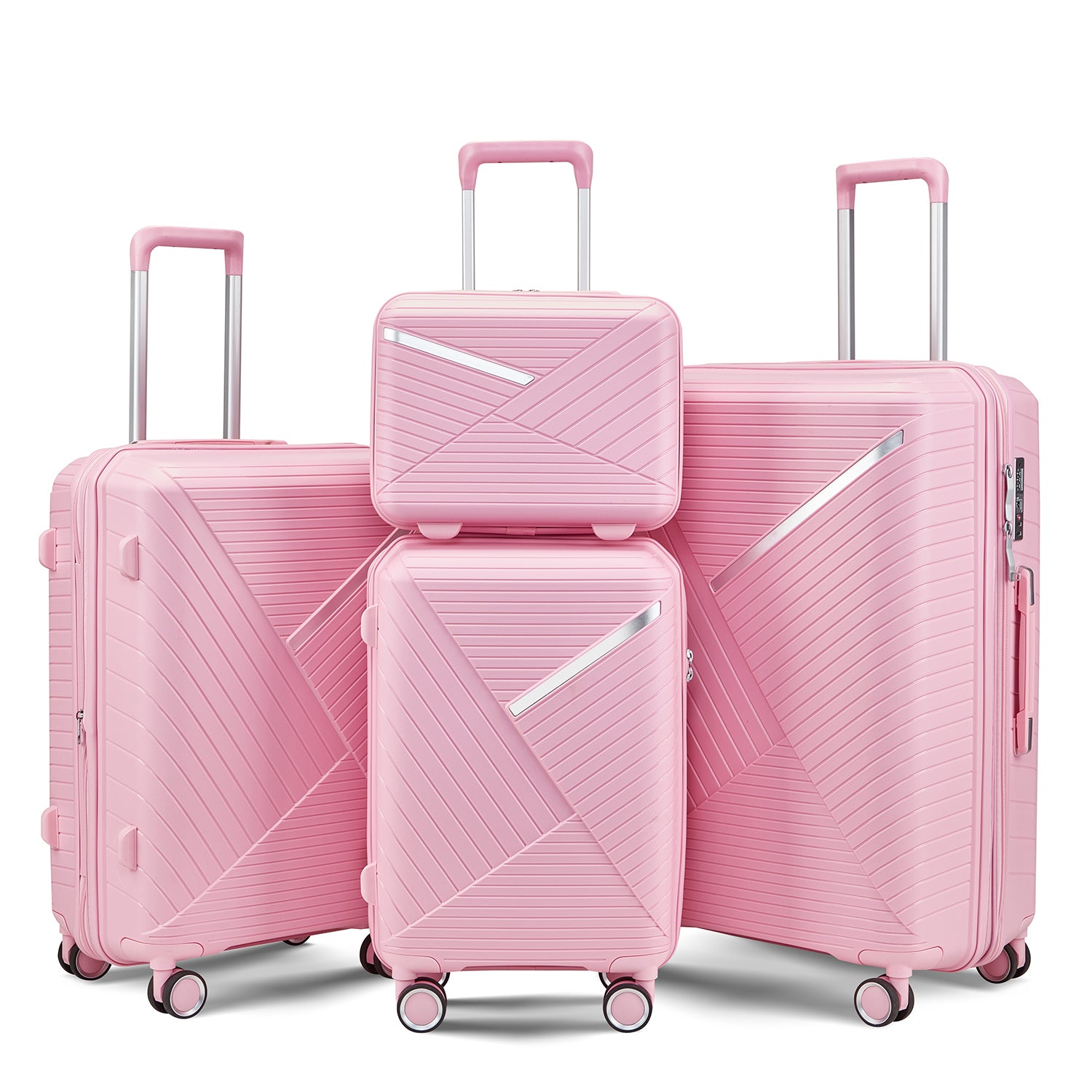 Luggage Sets 4 Piece 14 20 24 28 , Expandable Lightweight Suitcase With 4 Double 360 Degrees Mute Spinner Wheels Pp Materials Durable Tsa Lock Travel Luggage Pink Polypropylene