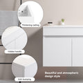 30 Inch Wall Mounted Bathroom Vanity With White Ceramic Basin,Two Soft Close Cabinet Doors, Solid Wood,Excluding Faucets,White White Solid Wood