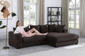 Naomi 3 Piece Upholstered Sectional Dark Brown Foam Corduroy