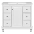 Contemporary White Bathroom Vanity Cabinet 36X18X34 Inches, 4 Drawers & 1 Cabinet Door, Multipurpose Storage, Resin Integrated Sink, Adjustable Shelves, Solid Wood Frame With Mdf White Modern Solid