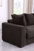 Naomi 3 Piece Upholstered Sectional Dark Brown Foam Corduroy