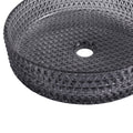 Glass Basin Circular Vessel Bathroom Basin, Bathroom Countertop Basin Transparent Grey Grey Bathroom Modern Glass