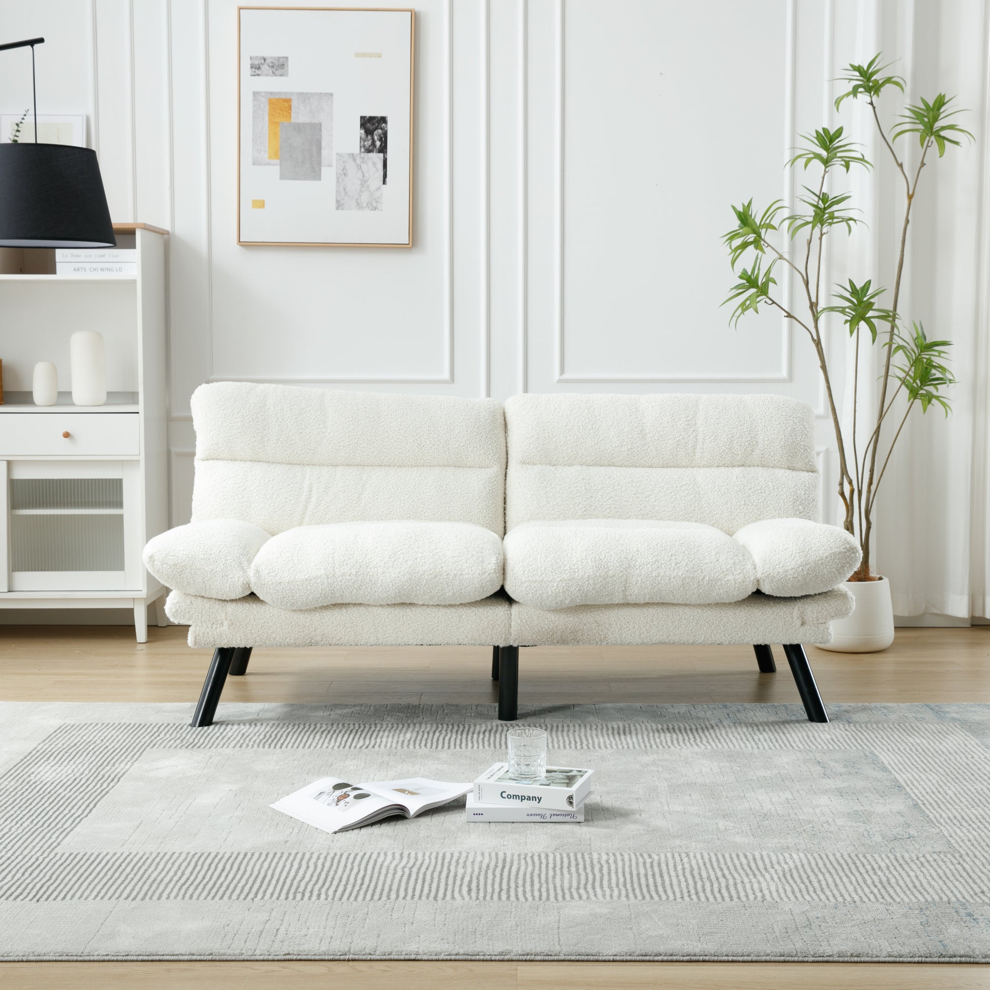 United We Win Furniture,Bedroom Furniture,Living Room Furniture,Sofa With Thick Cushion,Sofa Bed,Sleeper Sofa With Metal Feet. White Teddy Teddy 2 Seat