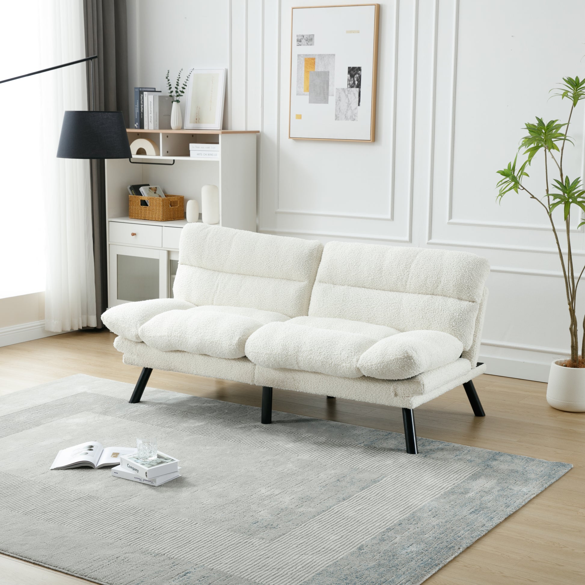 United We Win Furniture,Bedroom Furniture,Living Room Furniture,Sofa With Thick Cushion,Sofa Bed,Sleeper Sofa With Metal Feet. White Teddy Teddy 2 Seat