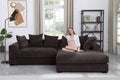 Naomi 3 Piece Upholstered Sectional Dark Brown Foam Corduroy