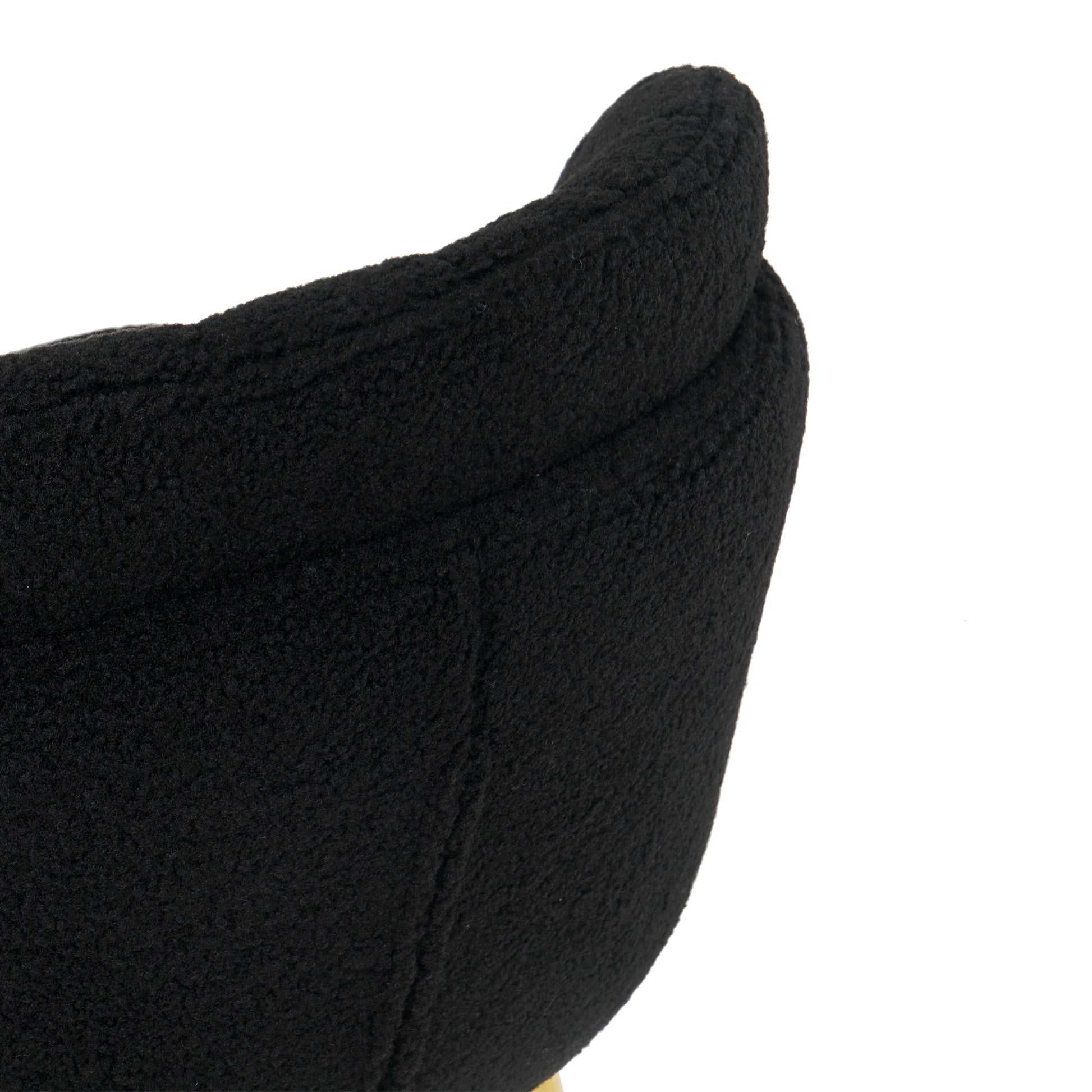 Modern Simple Black Teddy Fleece Dining Chair Fabric Upholstered Chairs Home Bedroom Stool Back Dressing Chair Gold Metal Legs Set Of 2 Black Foam Metal