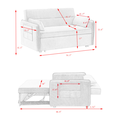 Sofa Pull Out Bed Included Two Pillows 54" Green Velvet Sofa For Small Spaces Green Altay Velvet