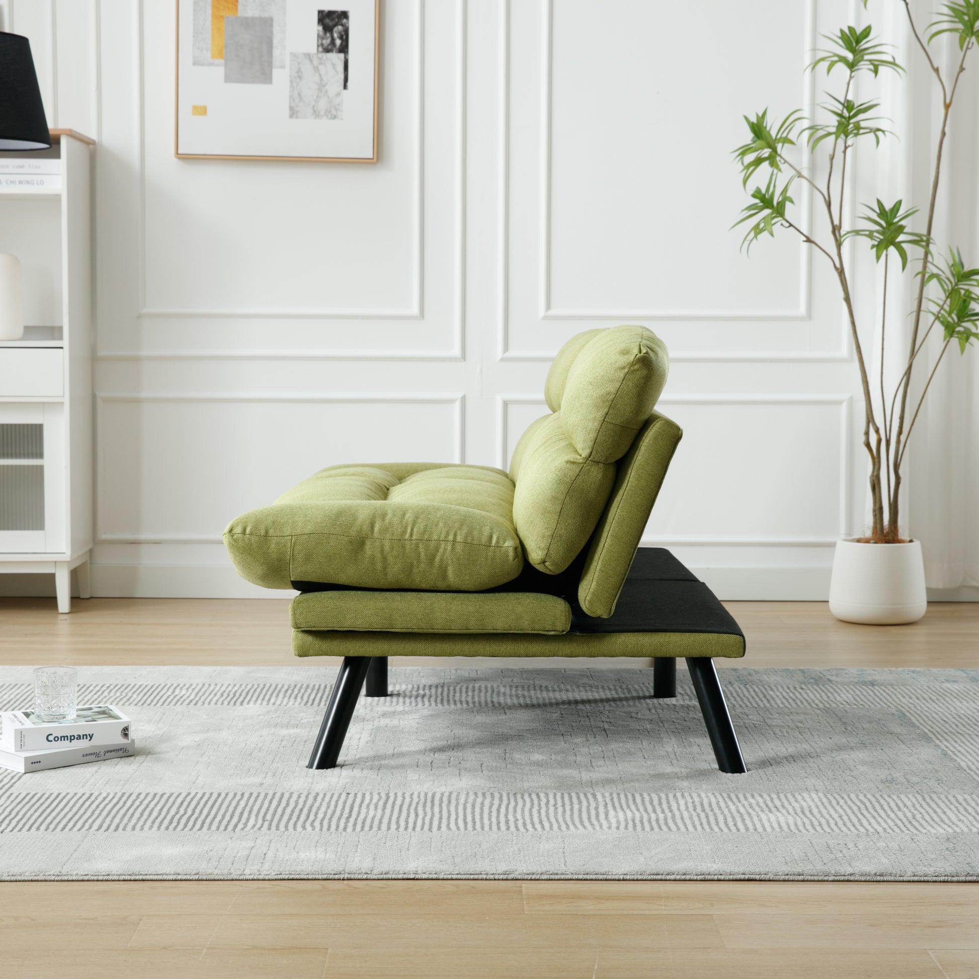 Coolmore Velvet Sofaaccent Sofa Seat Sofa With Metal Feet Green Linen