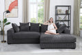 Naomi 3 Piece Upholstered Sectional Dark Gray Foam Corduroy