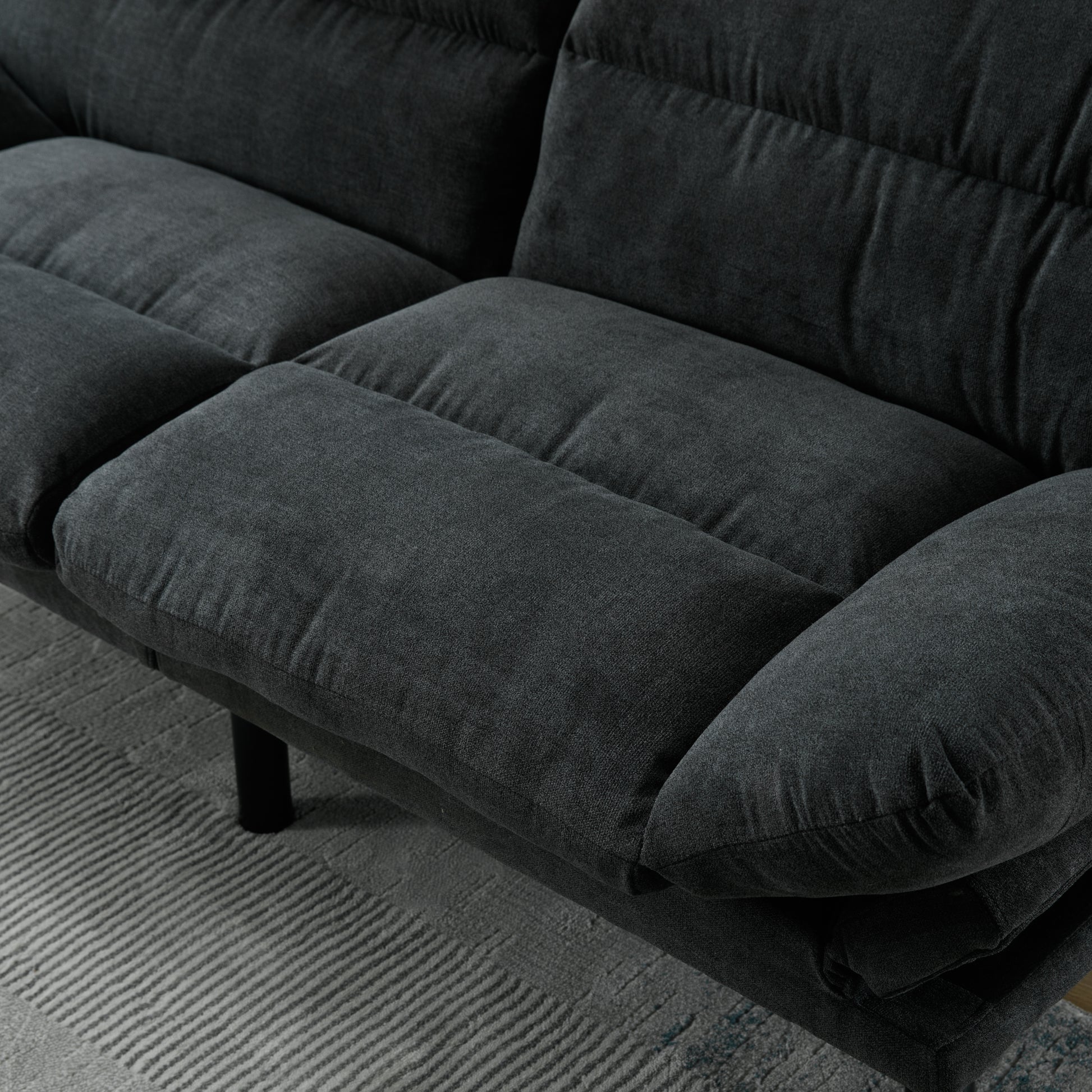 United We Win Furniture,Bedroom Furniture,Living Room Furniture,Sofa With Thick Cushion,Sofa Bed,Sleeper Sofa With Metal Feet. Dark Gray Linen 2 Seat