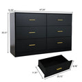 Modern Black 6 Drawer Dresser For Bedroom Large Storage Wide Chest Of Drawers, Sturdy & Safe Chest 5 Or More Drawers Gloss Black Primary Living Space Drawers Included American Design,Contemporary,Modern Melamine Engineered Wood