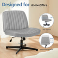 Sweetcrispy Cross Legged Chair,No Wheels Armless Swivel Home Office Chair Gray Pu Abs Rubber Steel Q235