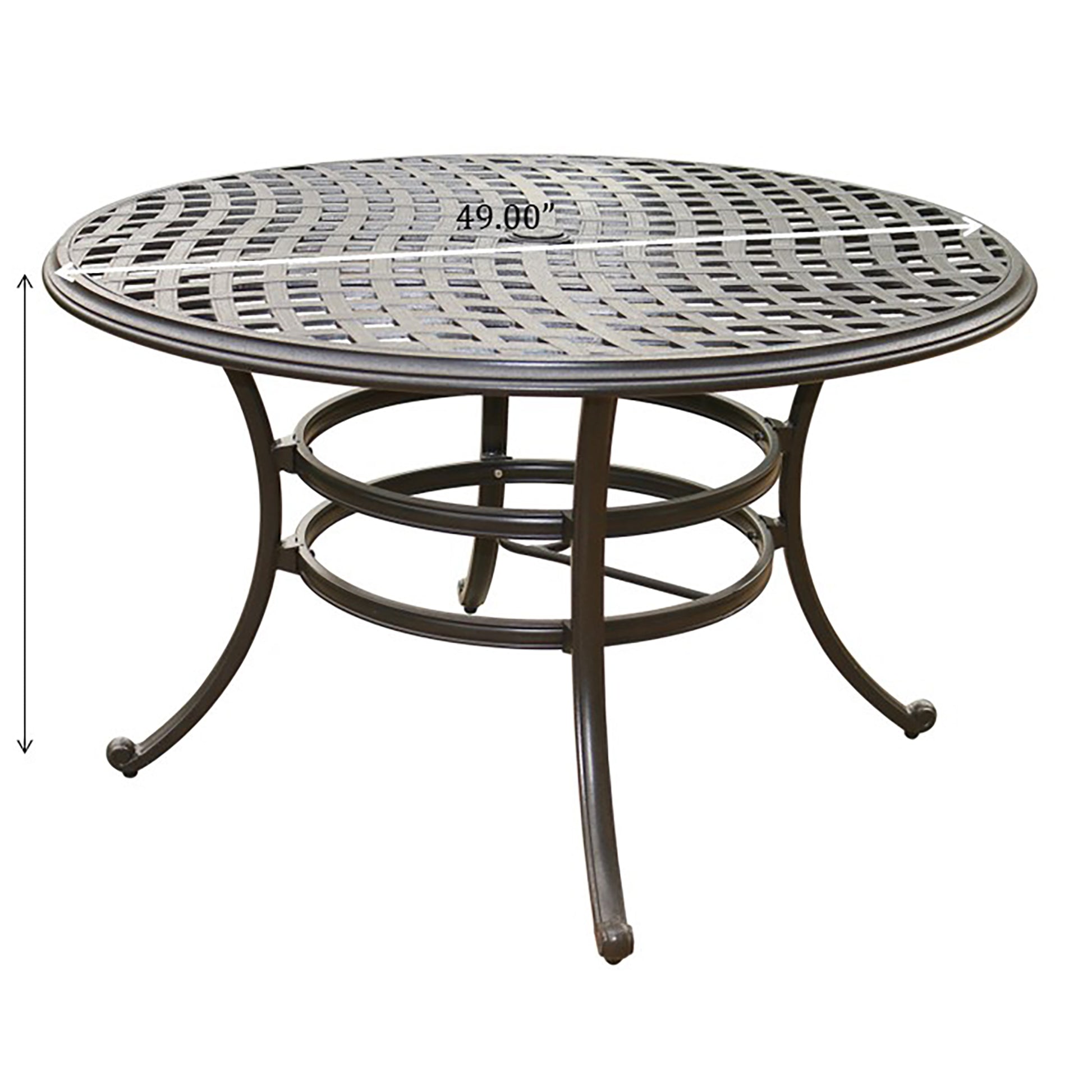 Round Dining Table, Espresso Brown Brown Aluminum