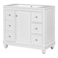 Contemporary White Bathroom Vanity Cabinet 36X18X34 Inches, 4 Drawers & 1 Cabinet Door, Multipurpose Storage, Resin Integrated Sink, Adjustable Shelves, Solid Wood Frame With Mdf White Modern Solid