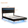 Full Size Floating Bed Frame With Led Lights And Usb Charging,Modern Upholstered Platform Led Bed Frame,Black Full Black Pu