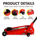 Hydraulic Trolley Low Profile And Steel Racing Floor Jack With Piston Quick Lift Pump,3Ton 6,000 Lb Capacity, Lifting Range 5.1