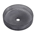 Glass Basin Circular Vessel Bathroom Basin, Bathroom Countertop Basin Transparent Grey Grey Bathroom Modern Glass