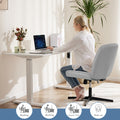 Sweetcrispy Cross Legged Chair,No Wheels Armless Swivel Home Office Chair Gray Pu Abs Rubber Steel Q235