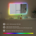 48X24 Inch Led Bathroom Mirror With Lights Backlit Rgb Color Changing Lighted Mirror For Bathroom Wall Dimmable Anti Fog Memory Rectangular Vanity Mirror Rgb Multicolor Backlit Front Lighted White Aluminium