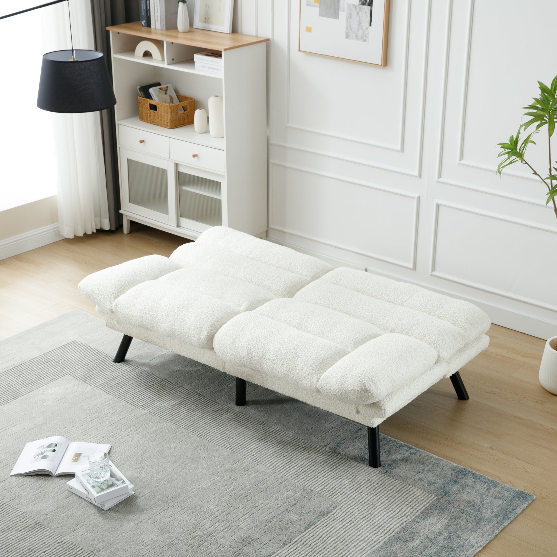 United We Win Furniture,Bedroom Furniture,Living Room Furniture,Sofa With Thick Cushion,Sofa Bed,Sleeper Sofa With Metal Feet. White Teddy Teddy 2 Seat