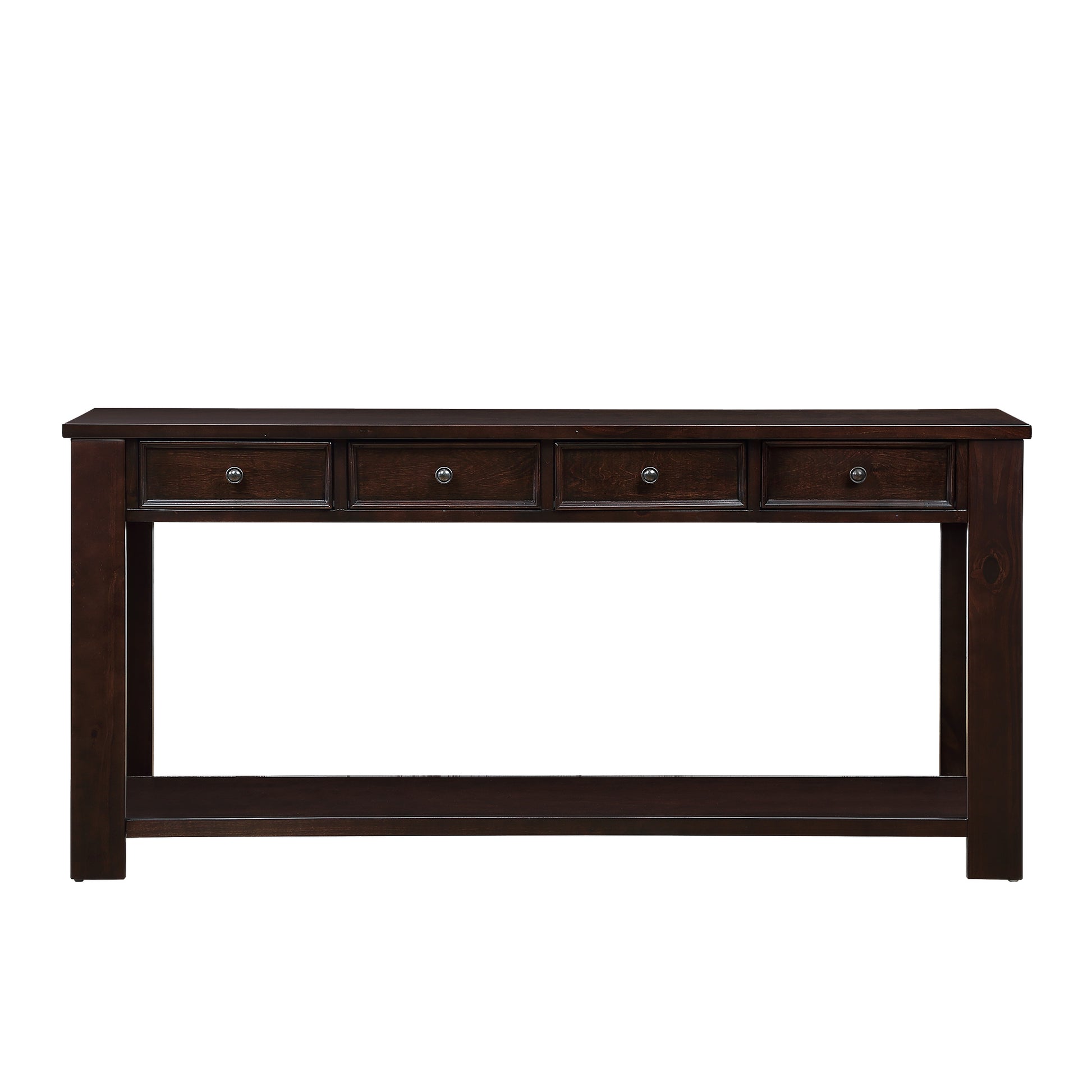 63" Pine Wood Console Table With 4 Drawers And 1 Bottom Shelf For Entryway Hallway Easy Assembly 63 Inch Long Sofa Table Light Espresso Light Espresso Pine