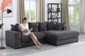 Naomi 3 Piece Upholstered Sectional Dark Gray Foam Corduroy