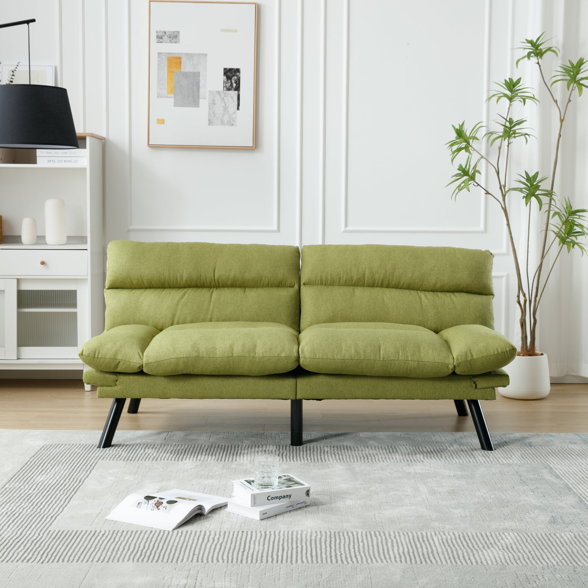 Coolmore Velvet Sofaaccent Sofa Seat Sofa With Metal Feet Green Linen