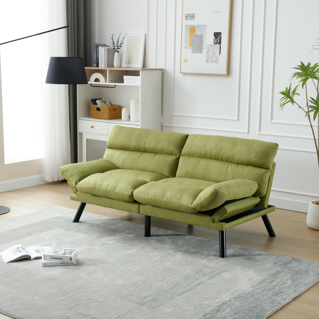 Coolmore Velvet Sofaaccent Sofa Seat Sofa With Metal Feet Green Linen