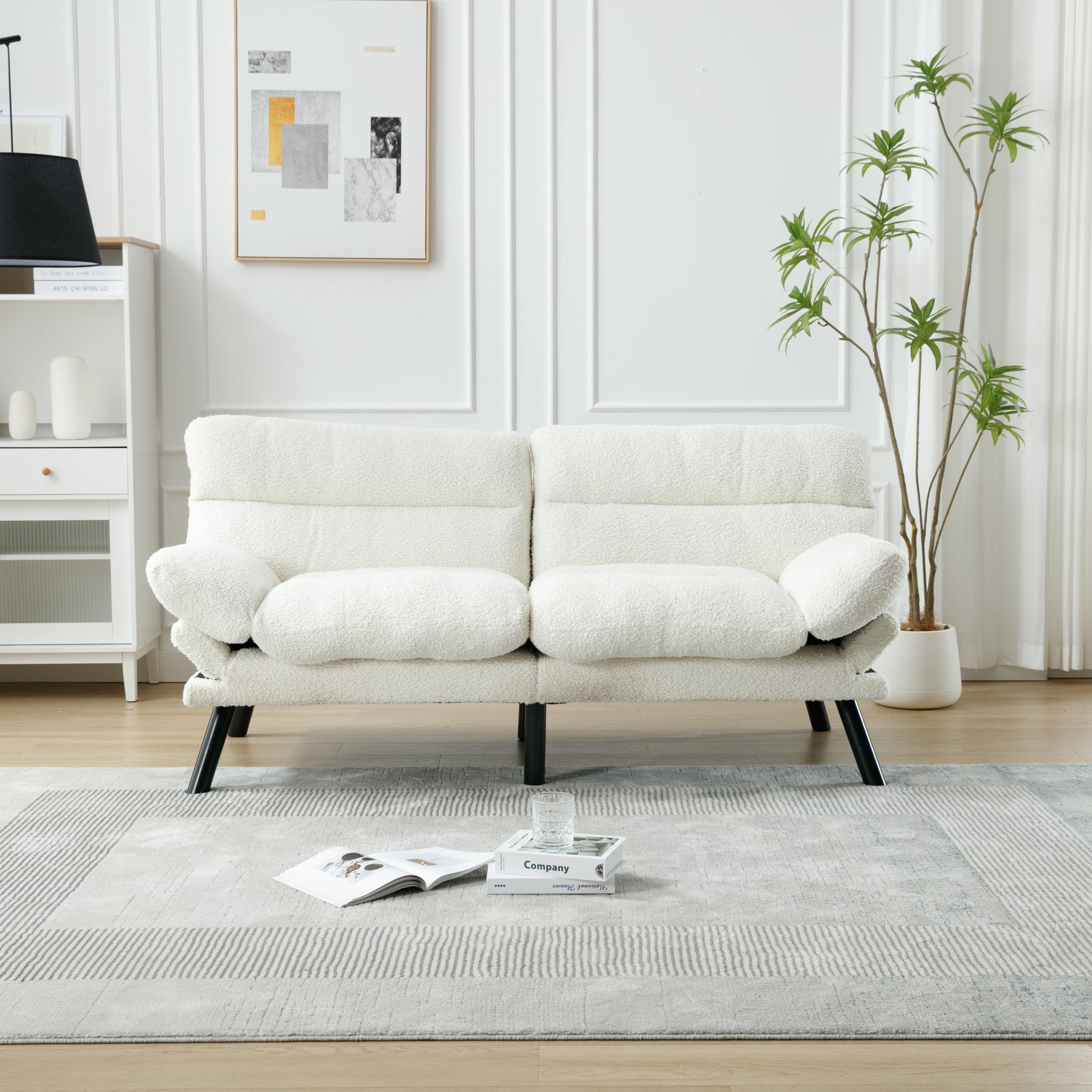 United We Win Furniture,Bedroom Furniture,Living Room Furniture,Sofa With Thick Cushion,Sofa Bed,Sleeper Sofa With Metal Feet. White Teddy Teddy 2 Seat