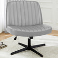 Sweetcrispy Cross Legged Chair,No Wheels Armless Swivel Home Office Chair Gray Pu Abs Rubber Steel Q235